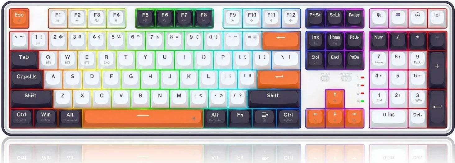 Gaming tipkovnica, Redragon K689WBO-RGB-PRO Wyvern, RGB, brezžična, bela