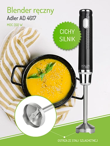 Ročni mešalnik Adler AD 4617, 350 W, inox, 1 hitrost, črn