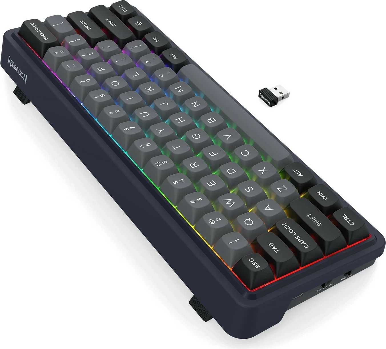 Mehanična tipkovnica Redragon Draconic V2 K730GB-RGB-PRO, 61 tipk, RGB, brezžična/žična, črna