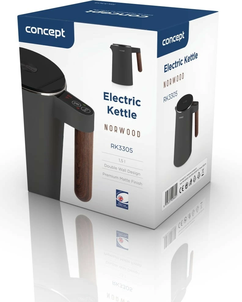 Električni ibrik, Concept RK3305 Norwood, 1,5 L, temno siva