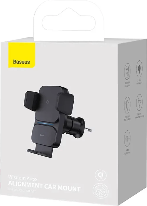 Držalo za telefon za avto z brezžičnim polnjenjem 15W, Baseus Wisdom CGZX000001, črno