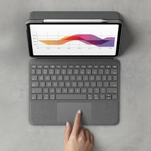 Tastatura z ovitkom Logitech Folio Touch za iPad Air 4/5, QWERTZ, sledilna ploščica, Oxford Grey