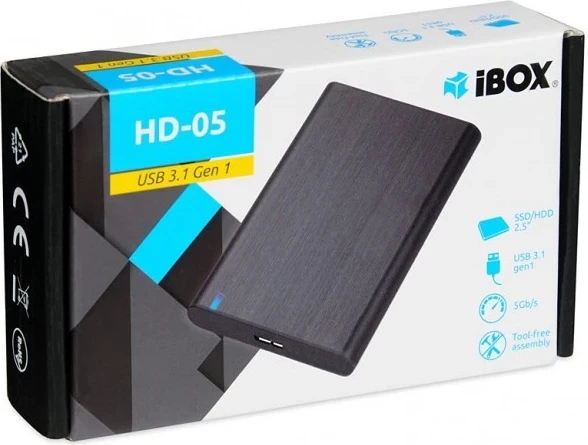Zunanji nosilec za HDD/SSD 2,5'', iBox HD-05, črn