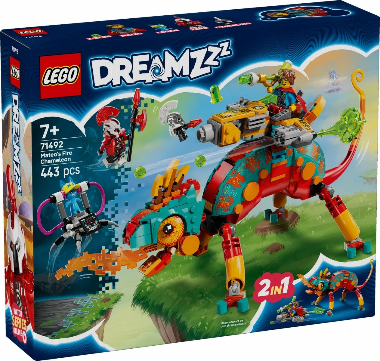 443-delni gradbeni set LEGO DREAMZzz Mateo's Fiery Chameleon 71492, za otroke, večbarven