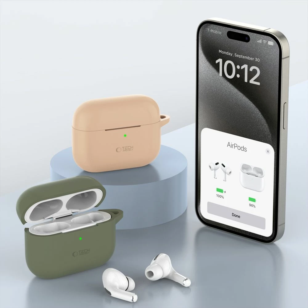 Silikonski ovitek s karabinerjem za AirPods Pro/Pro 2 Tech-Protect, modra