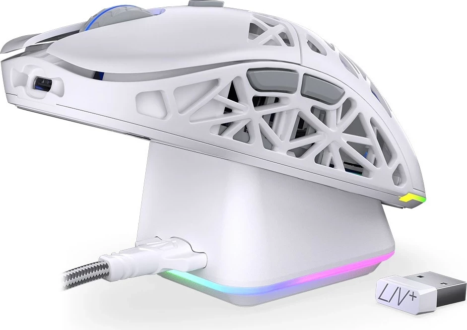 Brezžični miška Endorfy LIV Plus Onyx, RGB, bel