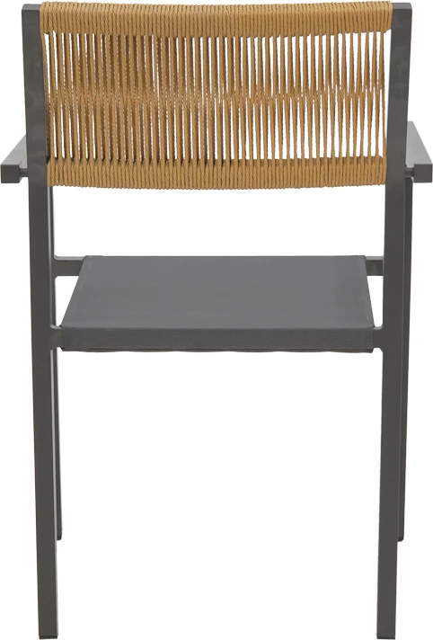 Aluminijast zložljiv stol Savor, antracitno ogrodje-tekstilen, naravni ratan, 55x58x63 cm