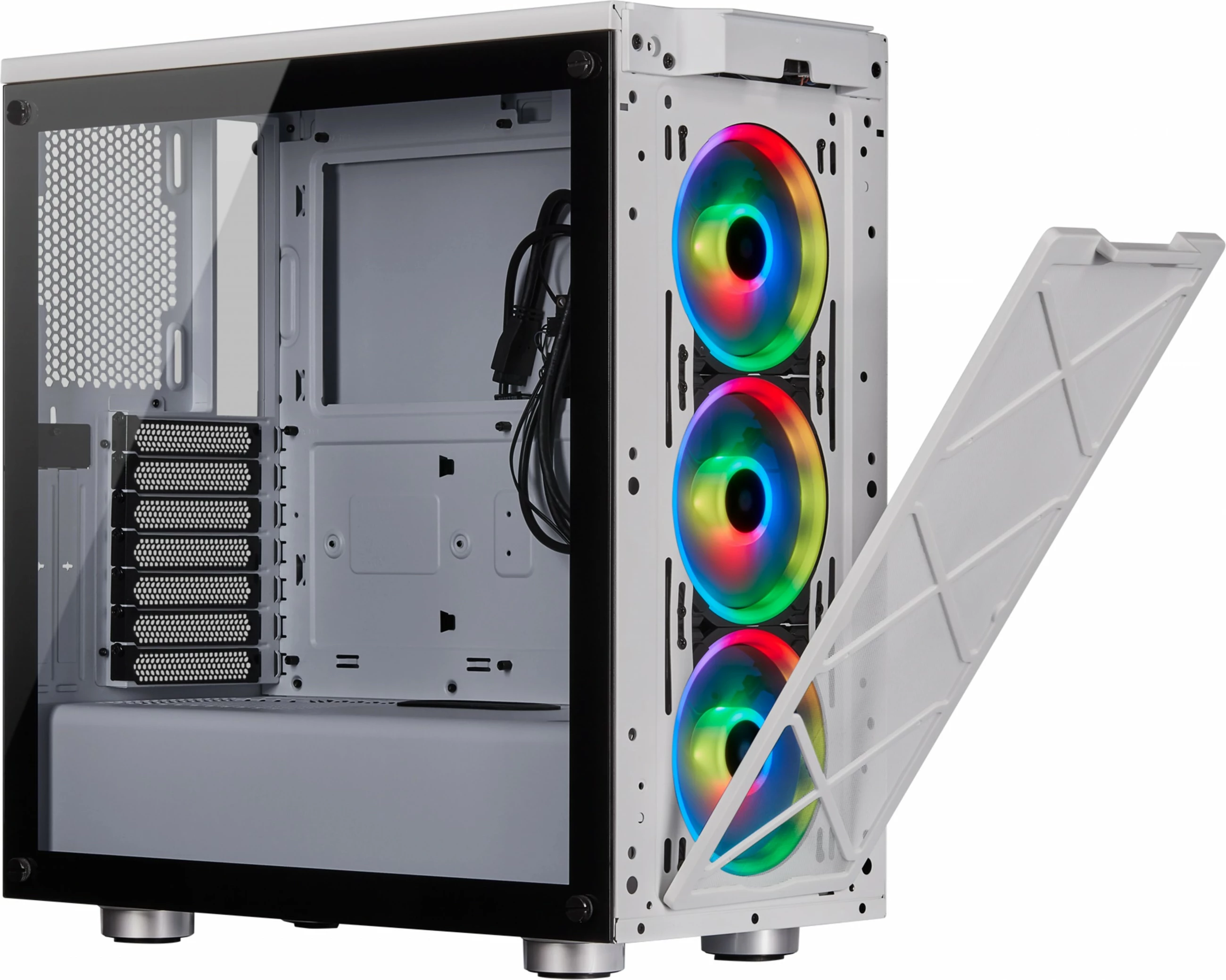 Računalniško ohišje Corsair Crystal 465X, midi tower, kaljeno steklo, RGB, belo