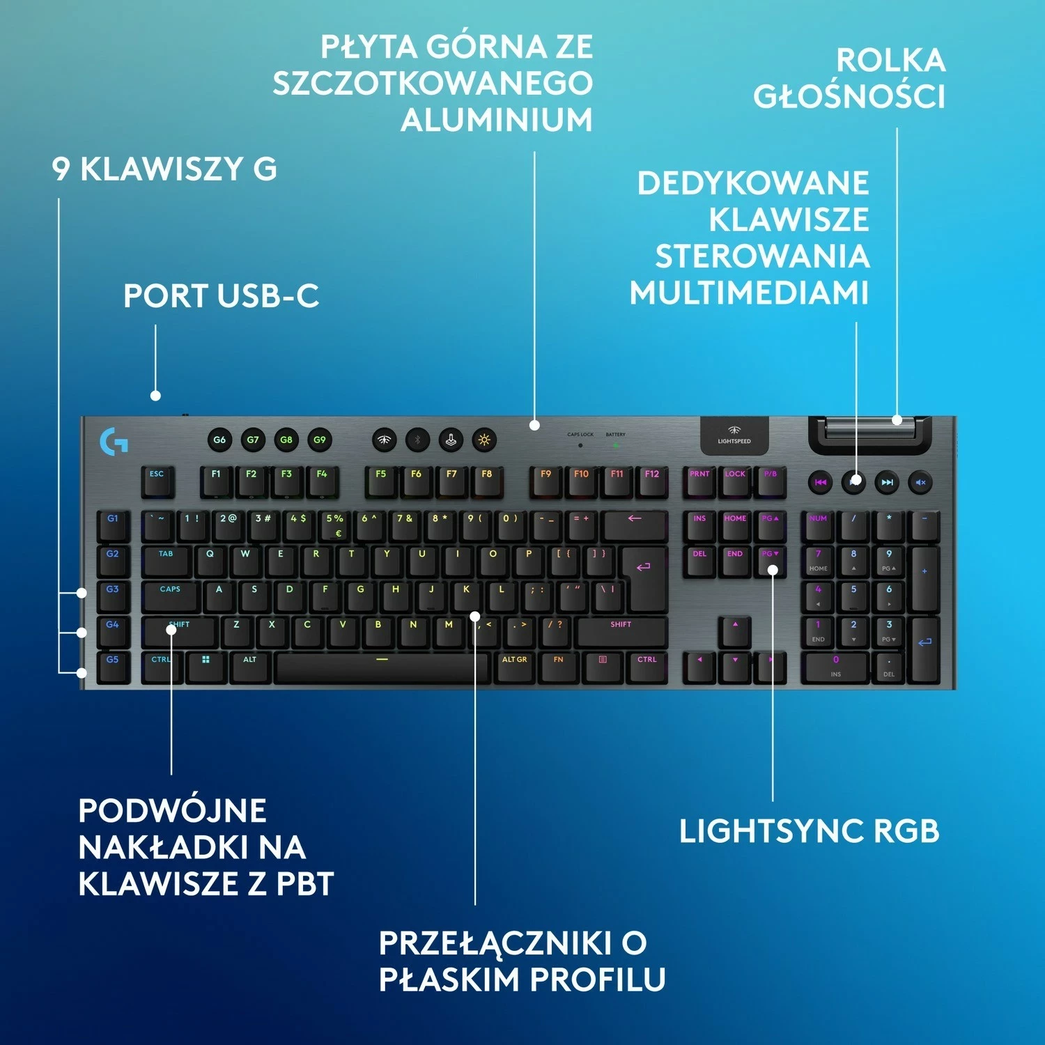 Mehanična tipkovnica RGB Logitech G915 X, črna