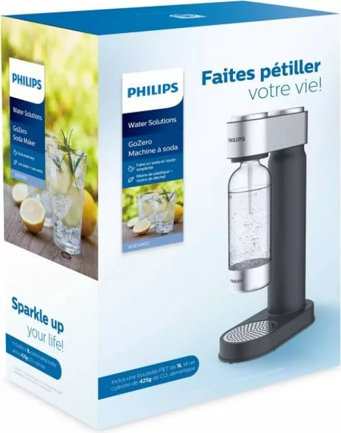 Saturator vode 1 L Philips GoZero ADD4902BK/10, inox, črn