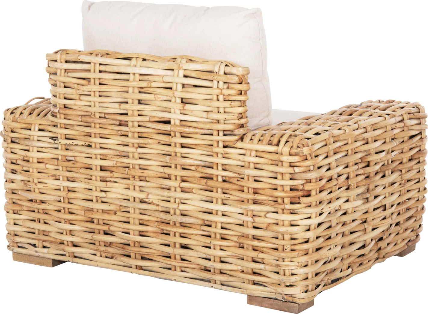 Zunanji ležalnik TROPEL FH9810 iz mangovega lesa in ratana naravno-bela z blazinami 110x88x70-85H cm