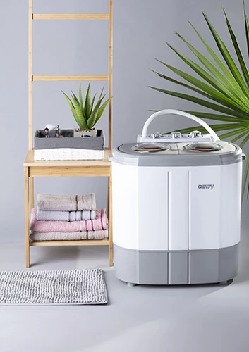 Prenosni pralni stroj 2-v-1, 3 kg pranje, 1 kg centrifuga, nizka poraba, dimenzije 570x350x540, bel/siv, Adler Camry CR 8052