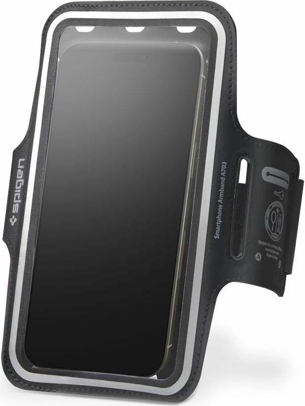 Športni ovitek za telefon Spigen A703, do 6,9 palca, črn