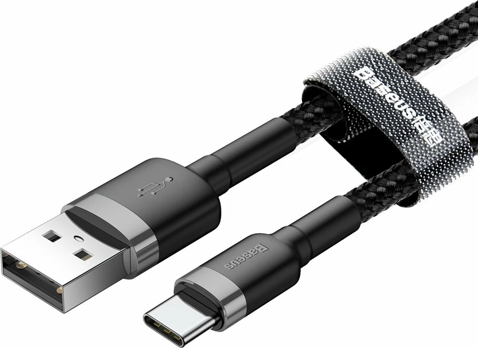 Kabel za polnjenje in prenos podatkov Baseus Cafule USB-A na USB-C, 3 m, sivo/črn
