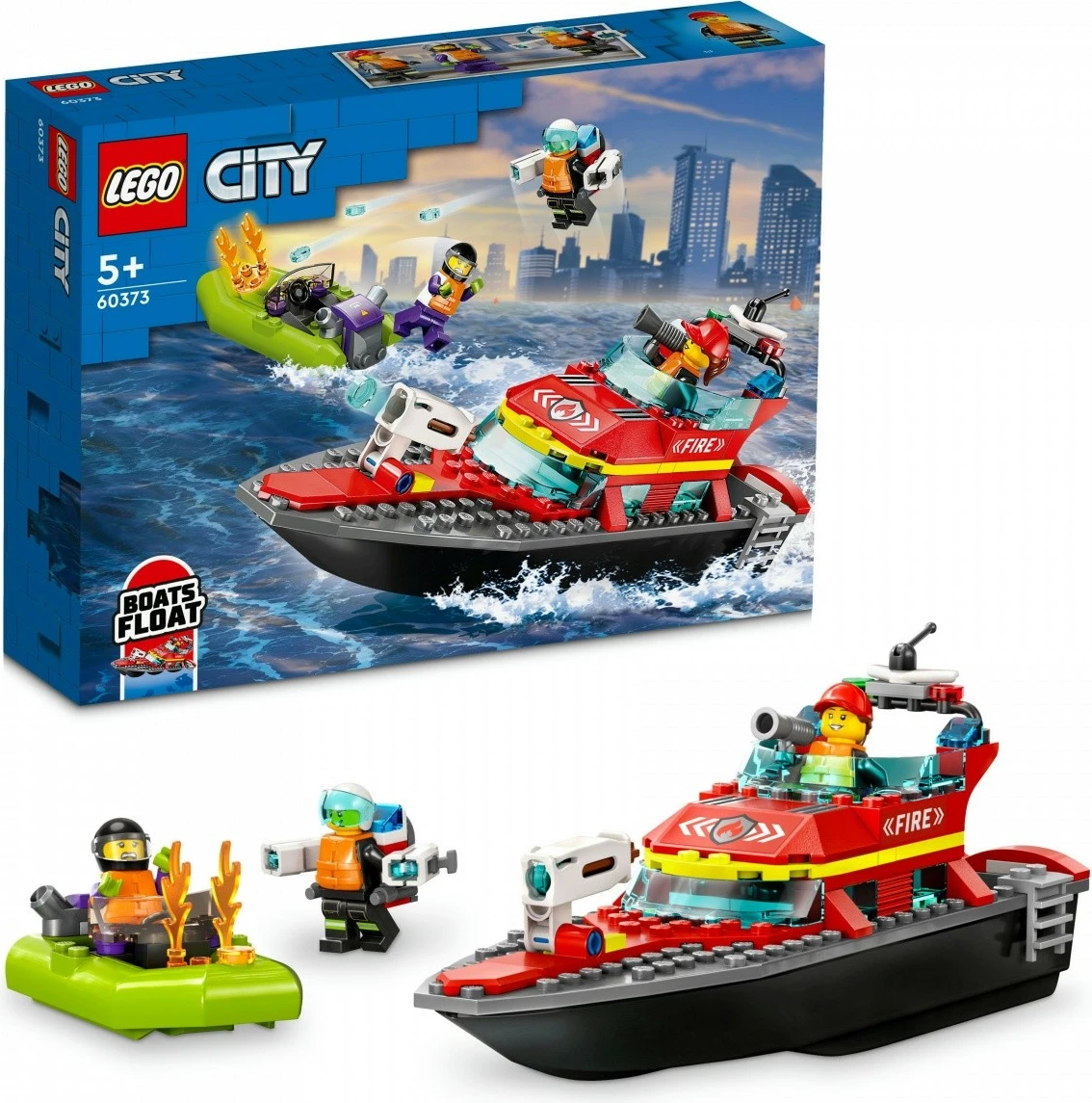Gradbeni set gasilska ladja, 144 kocke, za otroke — LEGO City Fire Boat 60373