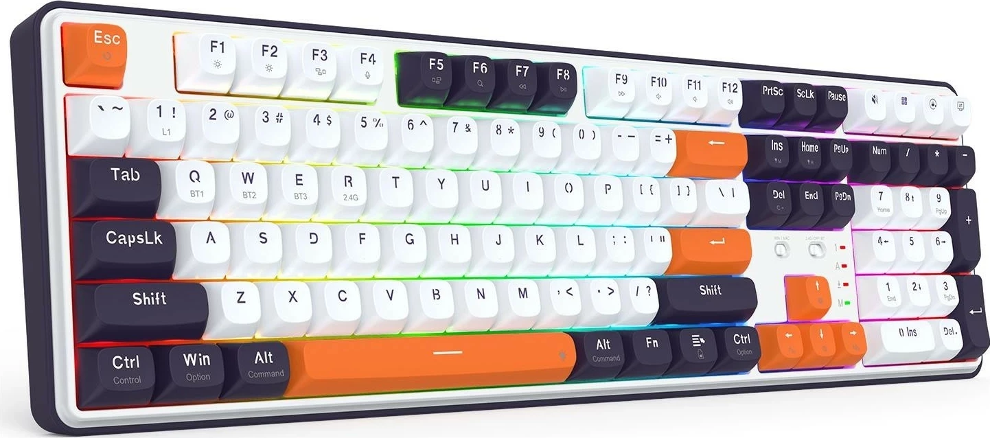 Gaming tipkovnica, Redragon K689WBO-RGB-PRO Wyvern, RGB, brezžična, bela