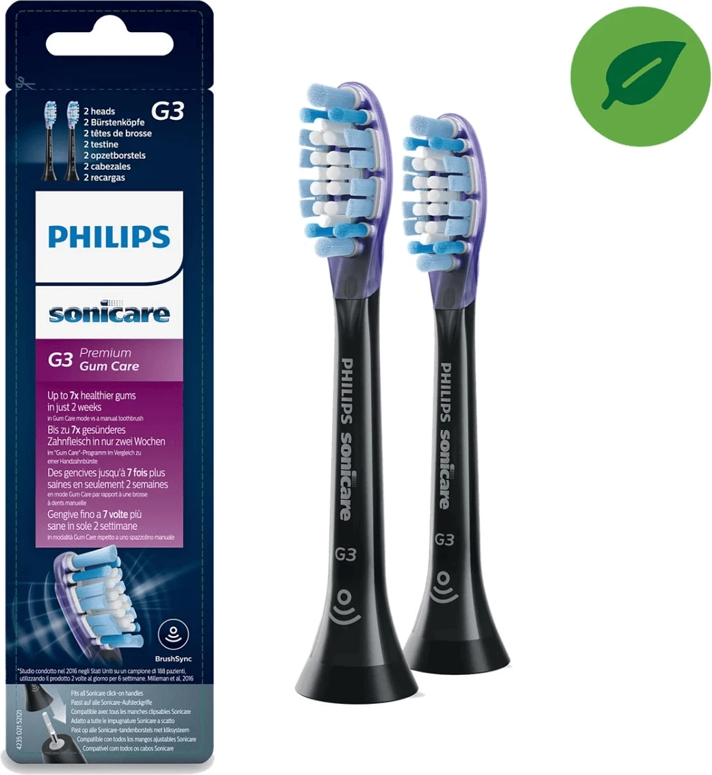 Zamenjalna glava sonične zobne ščetke G3 Premium Gum Care, Philips HX9052/33, set 2 kosa, črna