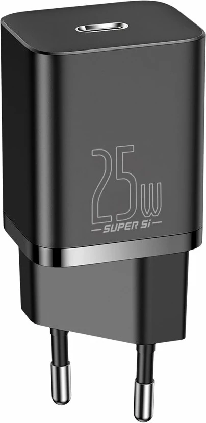 Stenski polnilec, 25 W, USB Type-C, črn, Baseus Super Si 1C