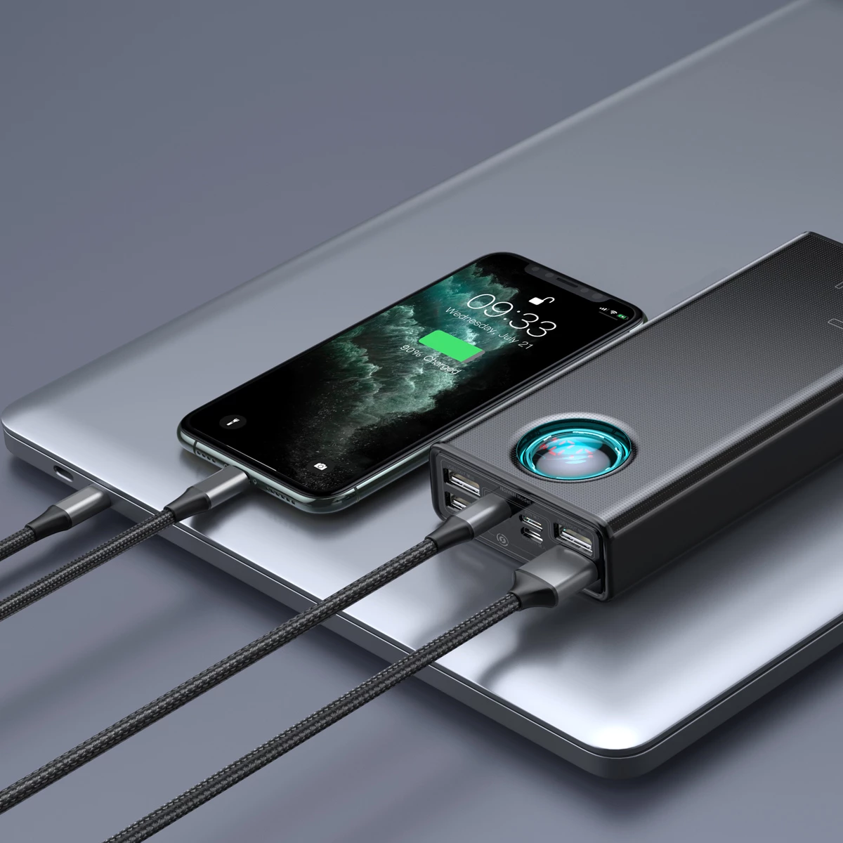 Prenosna baterija Baseus Amblight 30000mAh 65W, črna