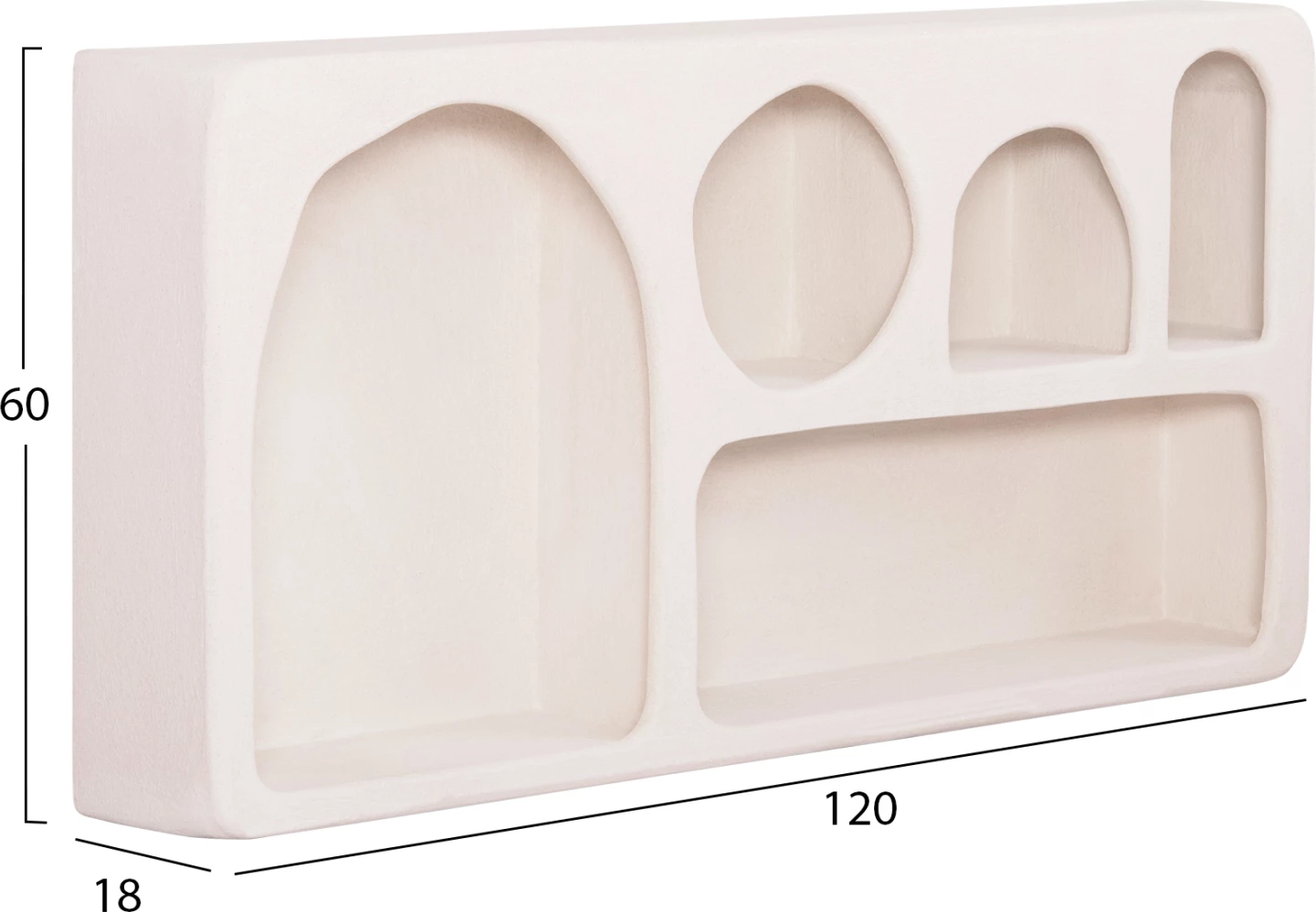 Stenska polica serije Santorini FH18063.01 MDF v barvi off-white 120x18x60Hcm