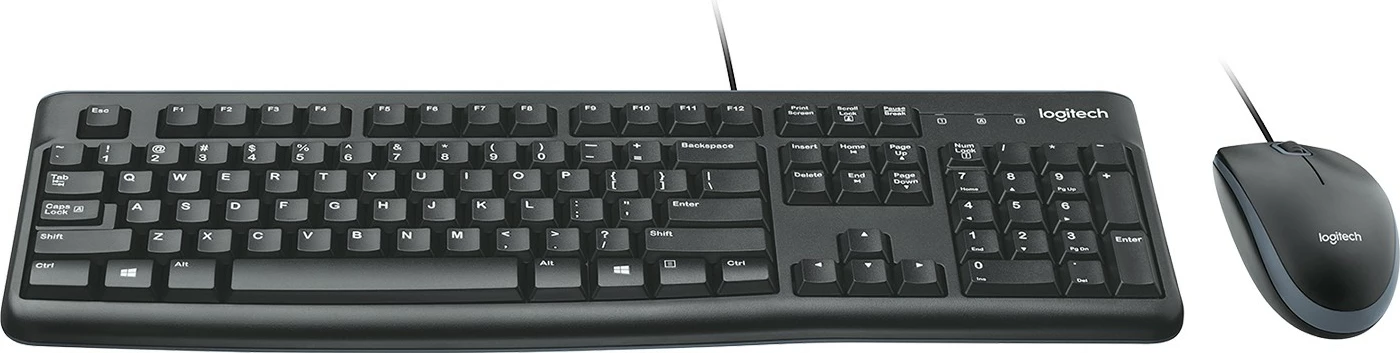 Set tipkovnice in miške Logitech Desktop MK120, z žico, USB, AZERTY, črn