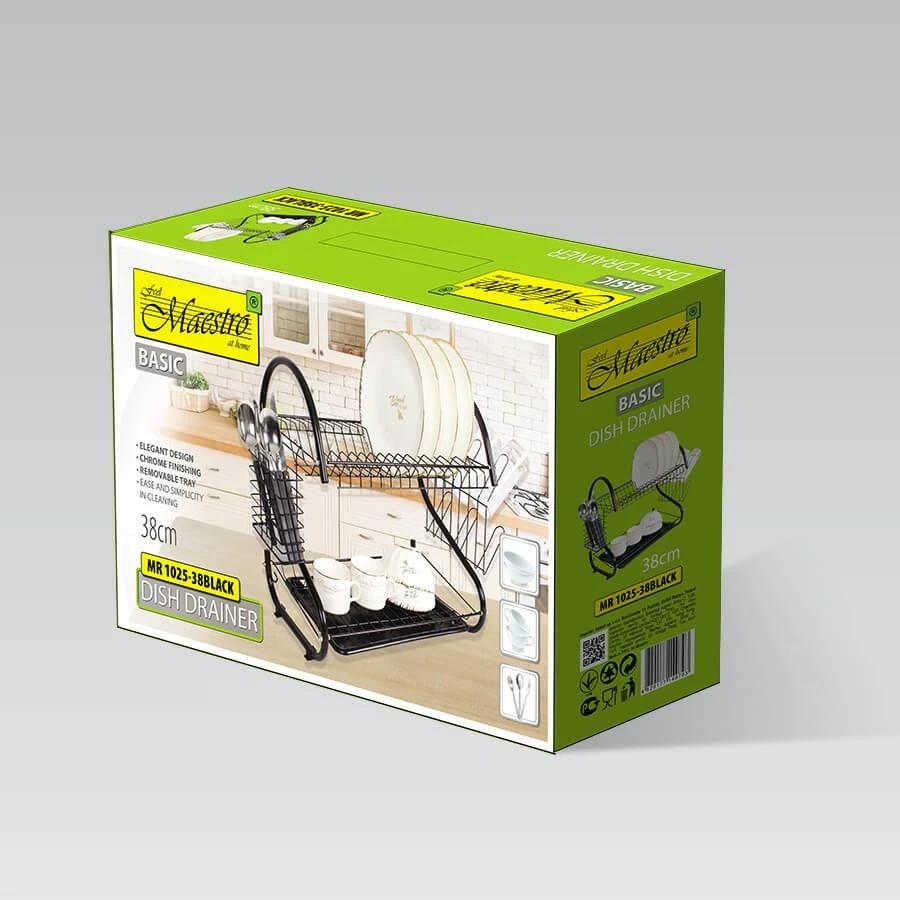 Stojalo za odcejanje posode, kovinsko, črno, Maestro MR-1025