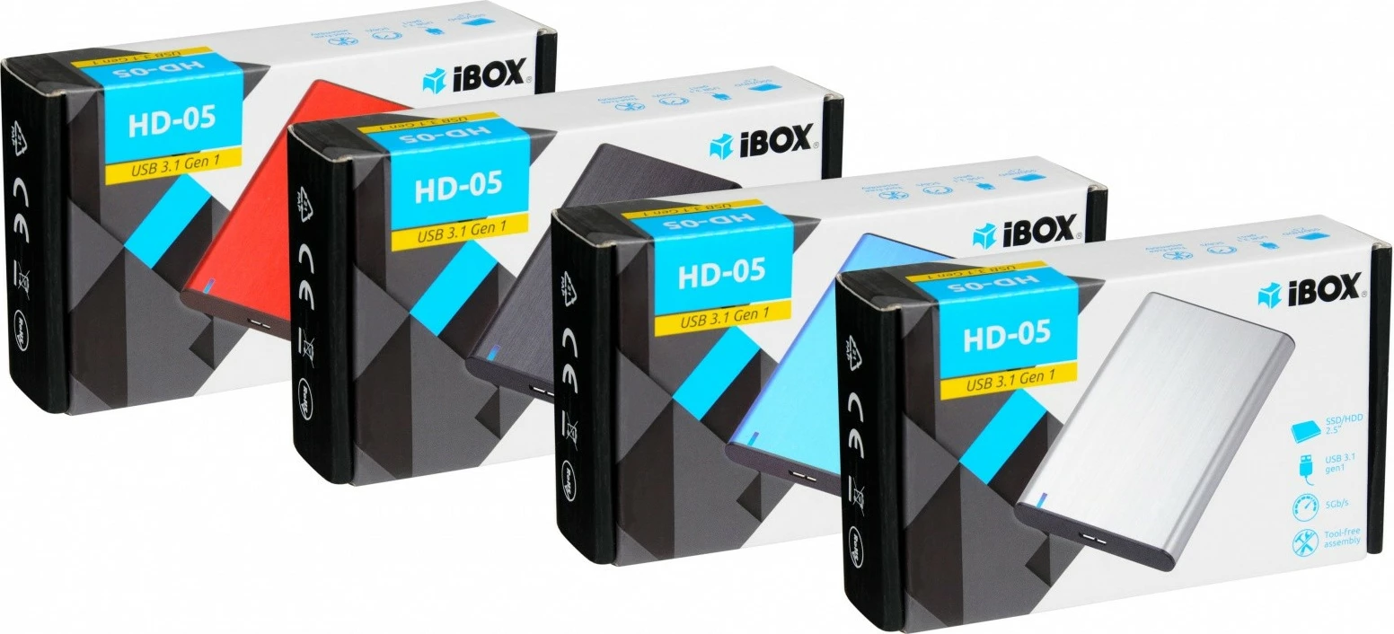 Računalniško ohišje iBOX HD-05, 2,5", USB 3.1, aluminij, rdeče