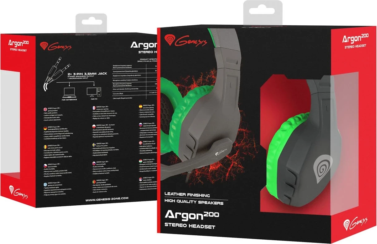 Gaming slušalke Genesis Argon 200, črno-zelene