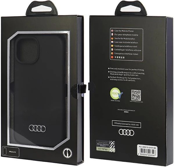 Ovitek za iPhone 15, silikon, črn, Audi