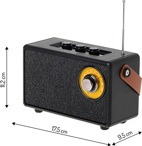 Prenosni zvočnik Bluetooth z FM radiem, Adler CR 1902, 5 W, Bluetooth 5.1, TWS, SD/USB/AUX, 5 h predvajanja, USB-C, črn