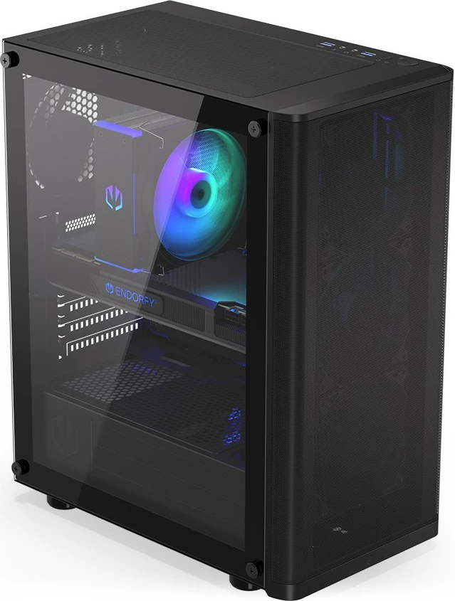 Računalniško ohišje Ventum 200 Air Endorfy, Midi Tower, ATX, kaljeno steklo, črno