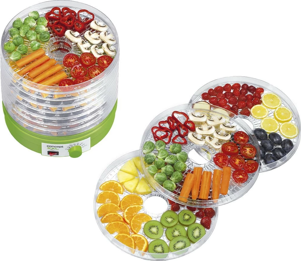 Dehidrator hrane Concept SO1025, 12 pladnjev, 8 načinov sušenja, zelen/prozoren