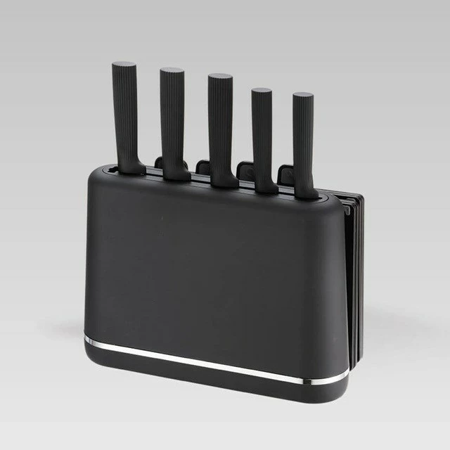 Set kuhinjskih nožev Maestro MR-1412-BLACK s blokom in kuhinjsko desko, črn