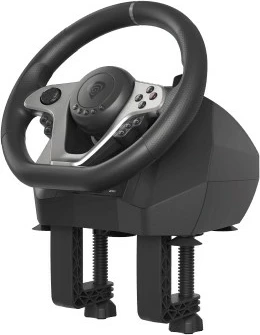 Timski igralni volan SEABORG 400, Genesis, z pedaloma, 15 programabilnih gumbov, USB, črno/srebrn