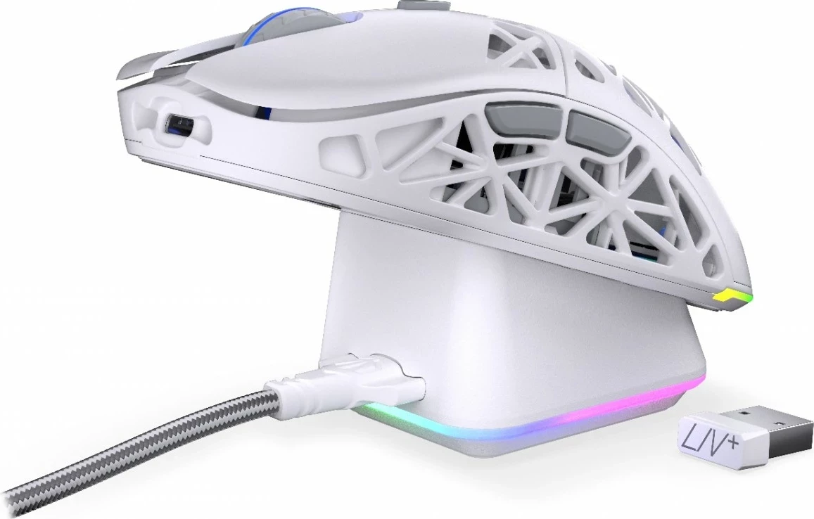 Brezžični miška Endorfy LIV Plus Onyx, RGB, bel