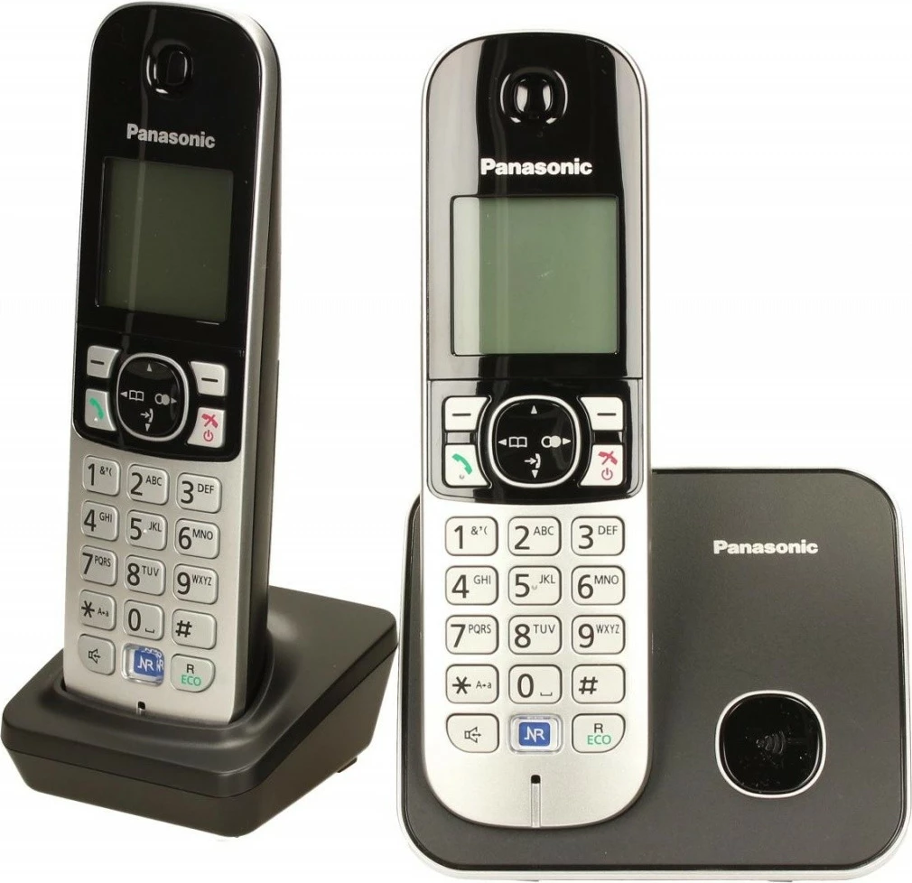Brezžični telefon Panasonic KX-TG6812, 2 slušalki, črn/srebrn