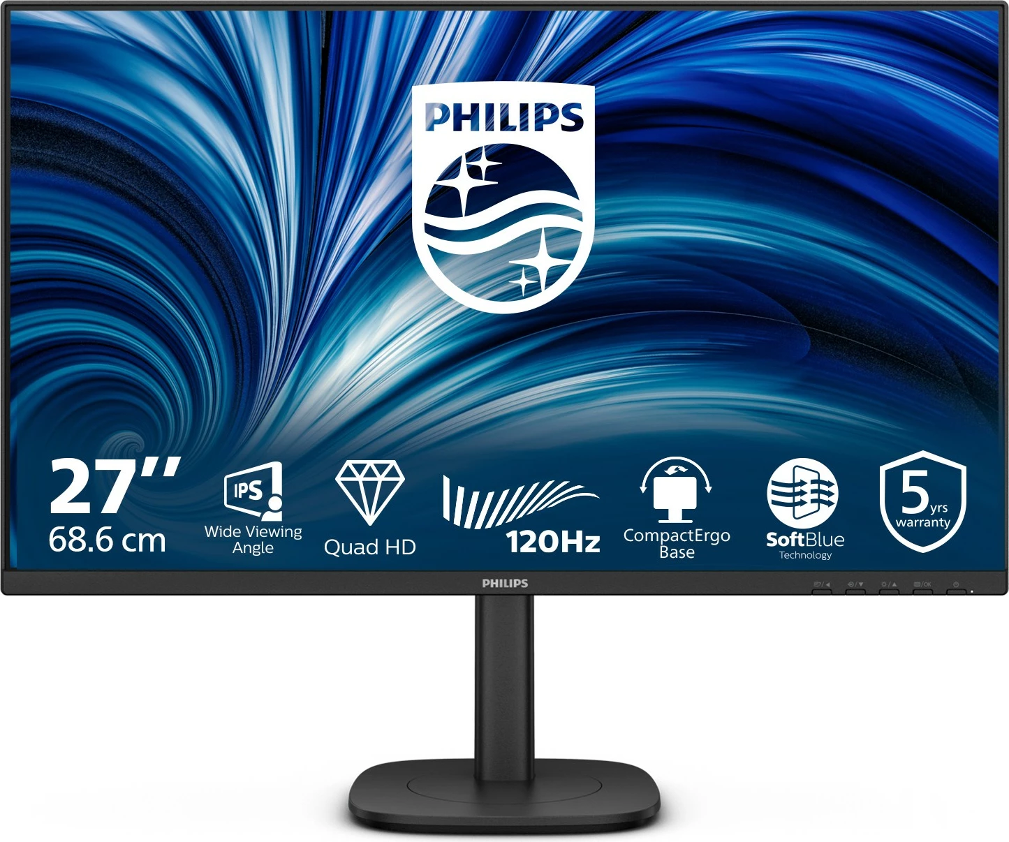 Monitor 27-palčni 2560 x 1440, 120 Hz, IPS, USB HUB, zvočniki, črn Philips