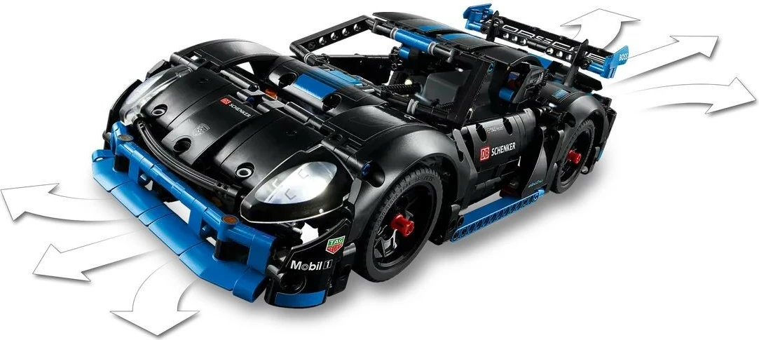 Set za sestavljanje LEGO Technic Porsche GT4 e-Performance Racing Car 42176, 834 kosov, črno/moder
