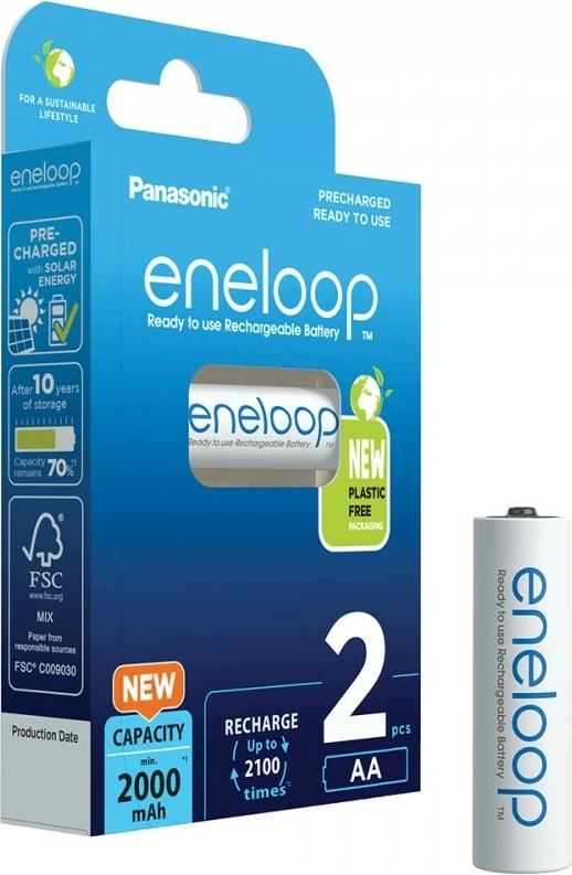 Polnilne baterije Eneloop AA 2000 mAh, Panasonic, 2 kosa