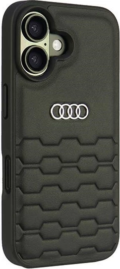 Ovitek za telefon, sintetično usnje, trdo ohišje, črn — Audi za iPhone 16 6,1"