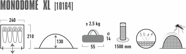 Kamping šotor Monodome 4, High Peak, moder/sivi 10164