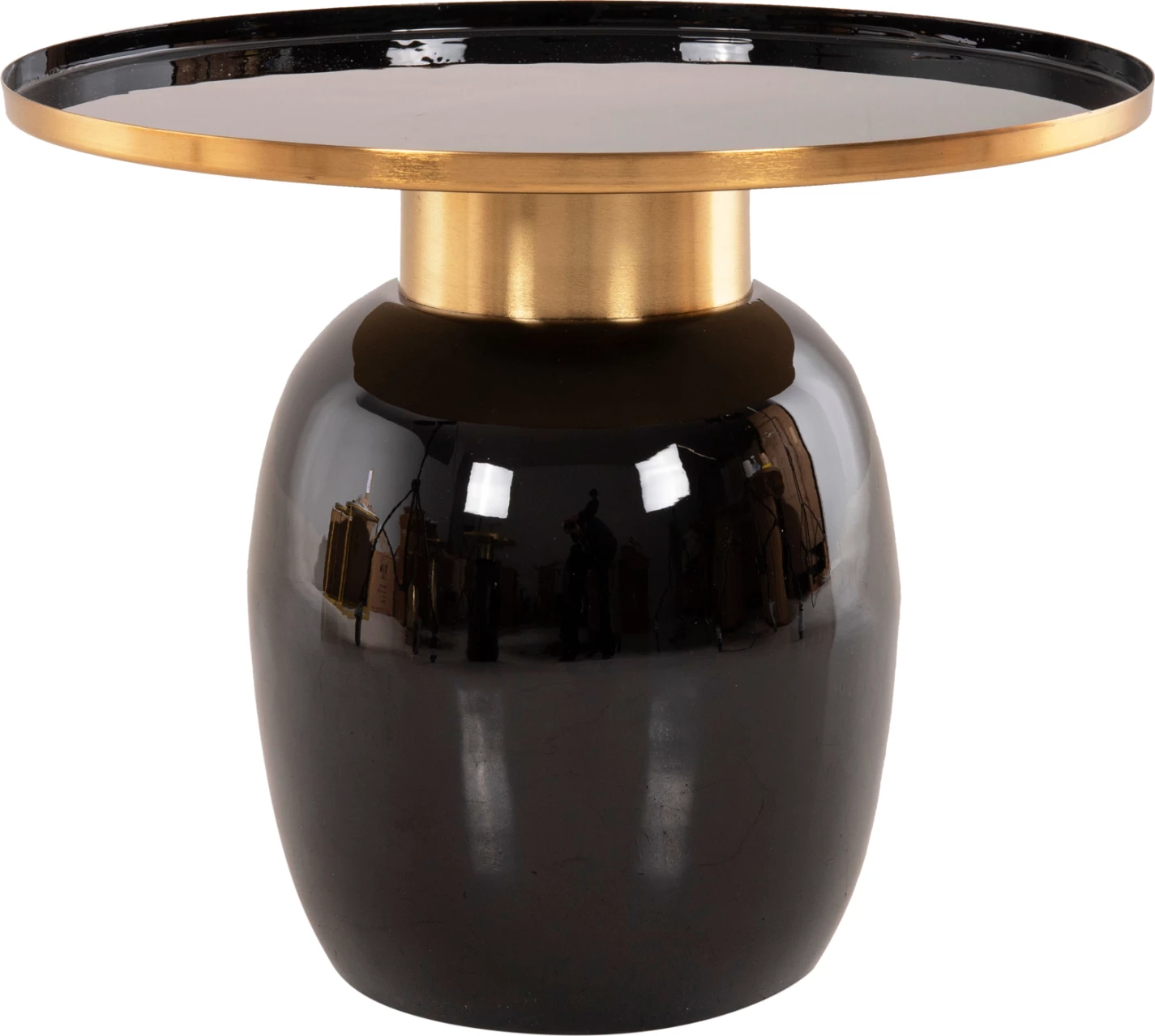Pomožne mize 2 kosa FRYNX FH9662 kovinske v črni in zlati barvi Φ60 & Φ50,5 cm