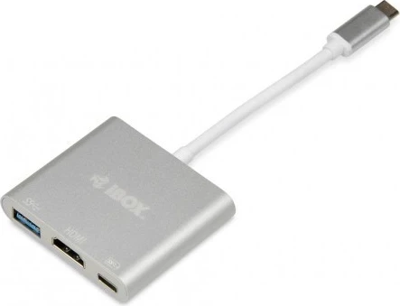 USB razdelilec iBox IUH3CFT1, 3.0, Type-C, 5000 Mbit/s, srebrn