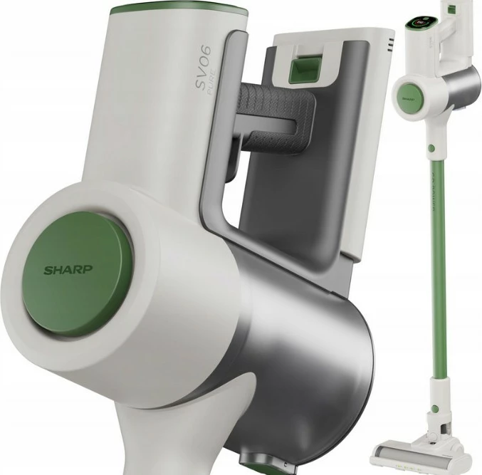 Vertikalni brezžični sesalnik, 550 ml, siva/zelena, Sharp VC-SV06AEU-G
