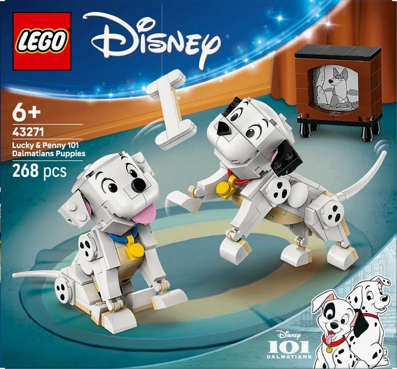 Set za sestavljanje 101 Dalmatinci, Lucky in Penny, LEGO Disney 43271, 268 kosov