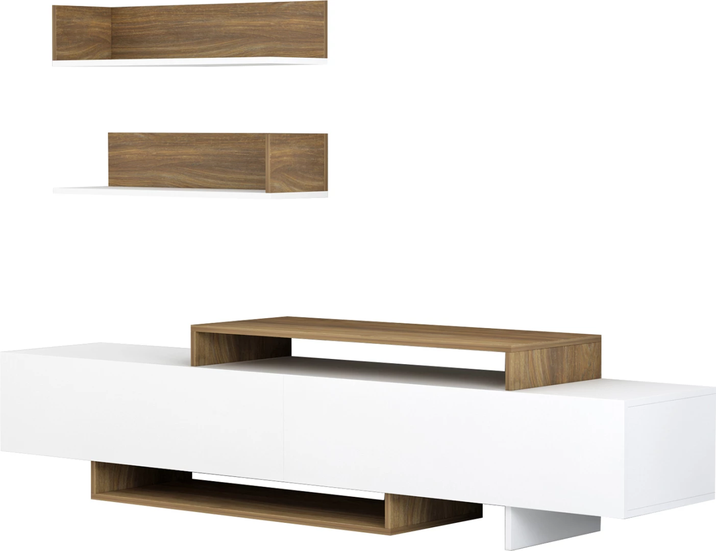 Komplet pohištva za TV EDUARDO FH8909.12 melamin v beli-naravni barvi 180x29,5x45Hcm