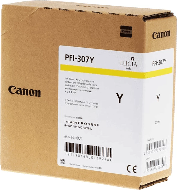 Kaseta s črnilom Canon PFI-307Y / 9814B001, 330 ml, rumena