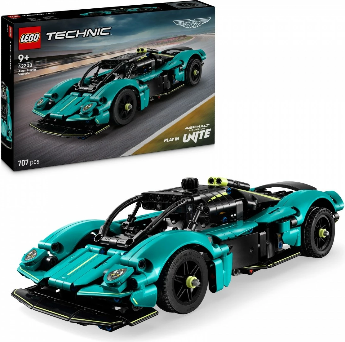 Set gradnje športnega avtomobila Aston Martin Valkyrie, LEGO Technic 42208, 707 kosov, turkizne barve