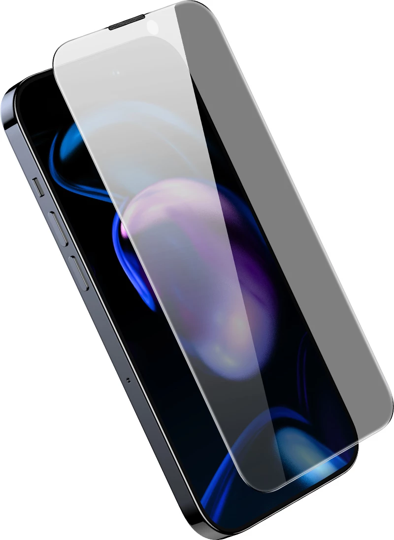 Kaljeno zaščitno steklo z filtrom zasebnosti, 0,4 mm za iPhone 14 Pro — Baseus, komplet za namestitev, prozorno