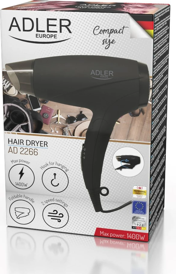 Sušilnik za lase, Adler AD 2266, črn